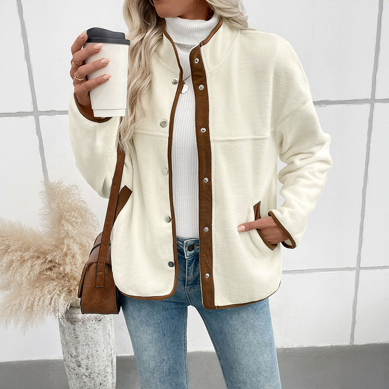 Damen Kuschelige Fleecejacke mit Kontrastelementen R&B