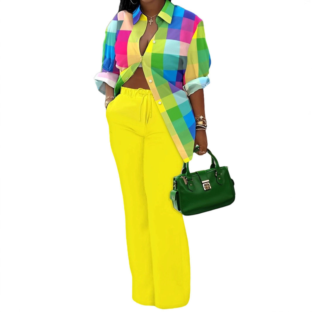 Damen lässiges Oversize-Hemd mit weitem Hosenanzug R&B