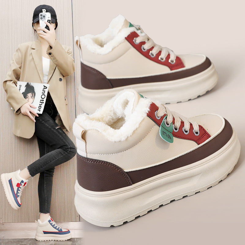 Damen warme und bequeme Sneakers mit flauschigem Innenfutter R&B