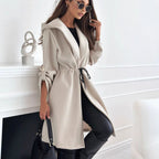 Damen lockerer Kapuzensweatcoat mit verstellbarem Taillenzug und eleganten Details R&B