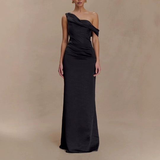Damen Elegantes asymmetrisches Maxikleid mit raffinierter Drapierung R&B