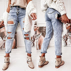 Damen Ripped Mom-Jeans mit hohem Bund und lässigem Schnitt R&B