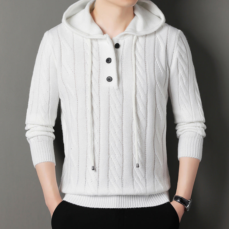 Herren Kapuzenpullover mit strukturierter Strickoptik