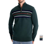 Herren Strickpullover mit halbem Reißverschluss und modischen Streifen