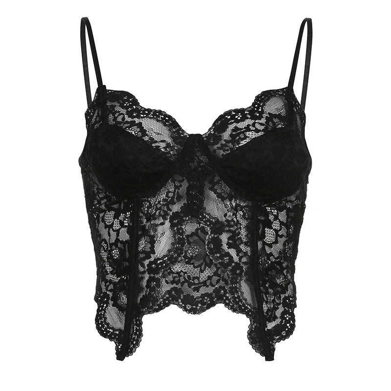 Damen Spitzen-Bustier mit floralem Design und verstellbaren Trägern R&B