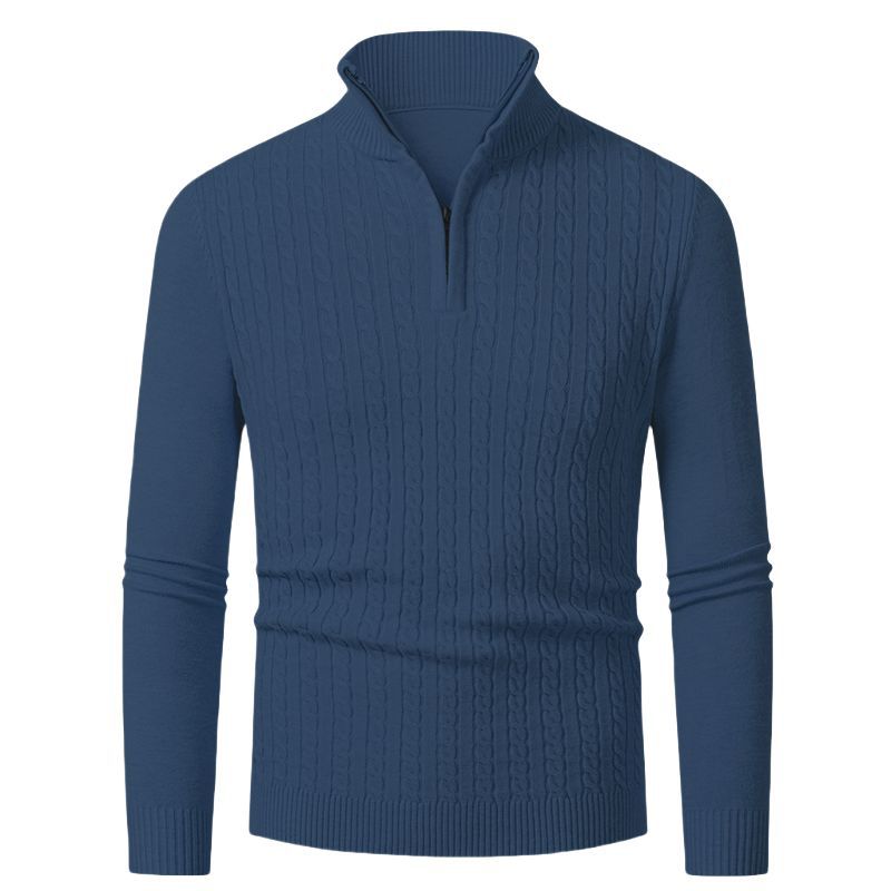 Herren Strickpullover mit modischem Zopfmuster und hochgeschlossenem Kragen R&B