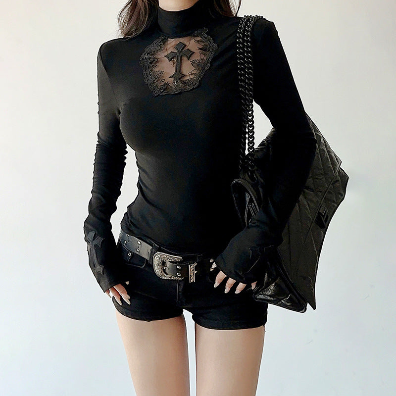 Damen figurbetonte Bluse mit Rüschendetails und Schnürung R&B
