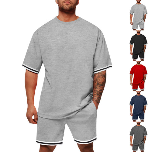 Herren Sportliches Kurzarm-Set mit Kontrastdetails R&B