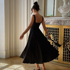 Damen Elegantes Maxikleid mit traumhaftem A-Linien Schnitt und schickem Quadrat-Ausschnitt