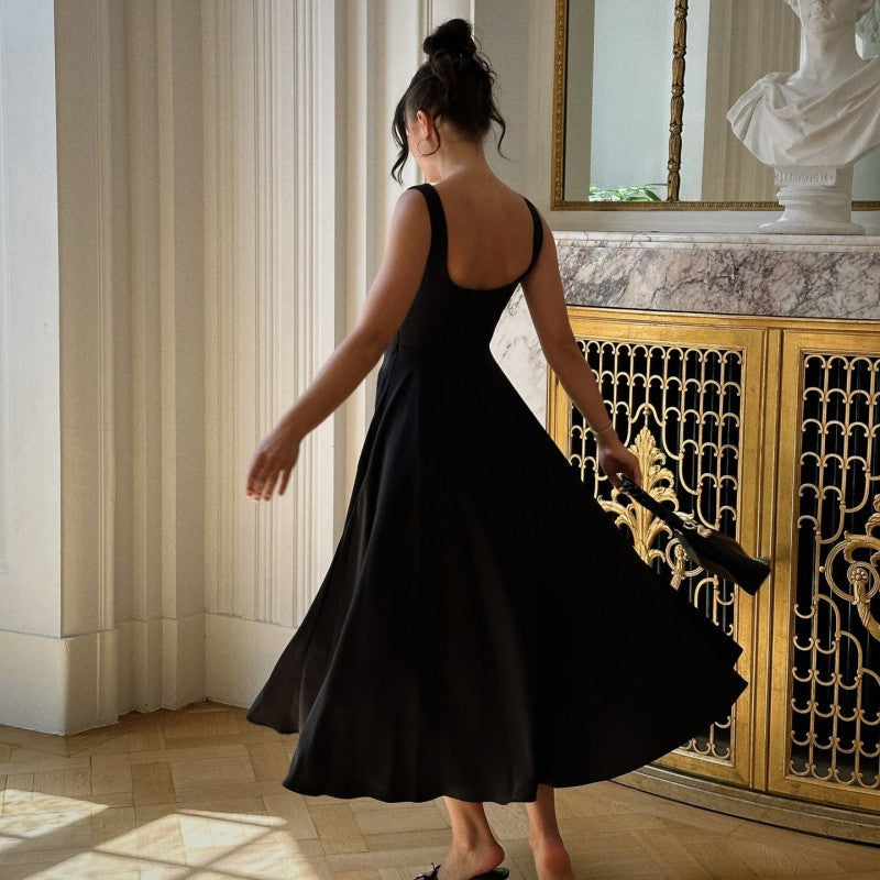 Damen Elegantes Maxikleid mit traumhaftem A-Linien Schnitt und schickem Quadrat-Ausschnitt