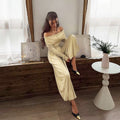 Damen Off-Shoulder Overall mit Raffungen und weitem Bein R&B