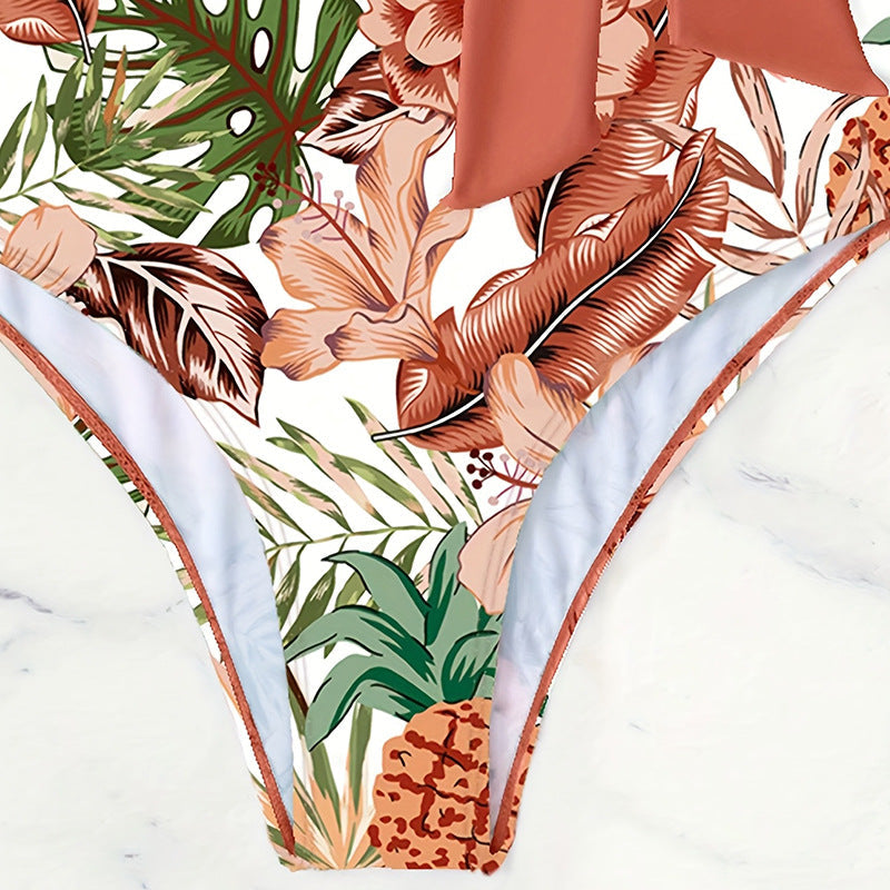 Damen Einteiliger Badeanzug mit lässigem Wickeldesign und floralem Muster R&B