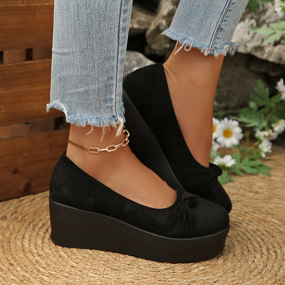 Damen Wedge-Pantoletten mit dekorativem Schleifenakzent und modischem Design R&B