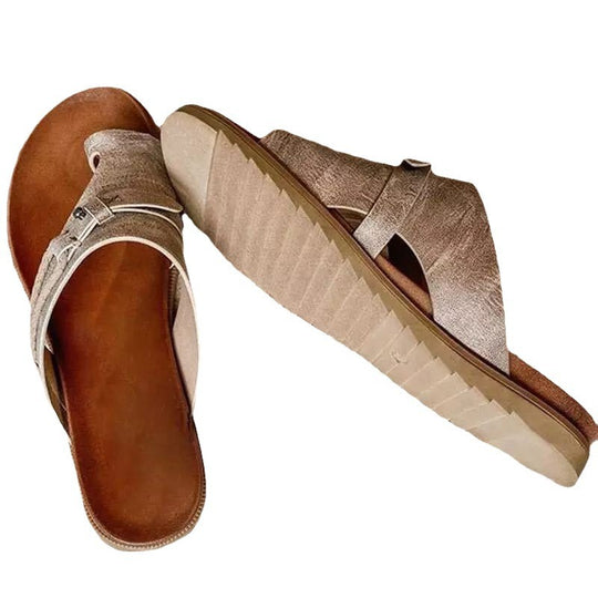 Damen komfortable Zehentrenner-Sandalen mit modischem Riemchen-Design R&B
