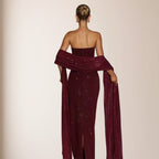 Damen elegantes Abendkleid mit schimmernden Pailletten und schulterfreiem Design EB