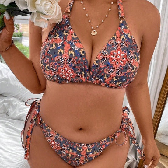 Damen Triangel-Bikini Set mit floralem Design und verstellbaren Bändern