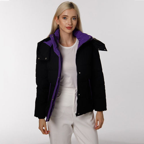 Damen Modische Übergangsjacke mit abnehmbarer Kapuze und warmem Innenfutter R&B