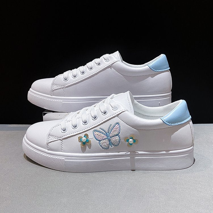 Damen Freizeit Sneakers mit verspieltem Schmetterlings- und Blumenmotiv R&B