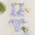 Damen Hochgeschnittenes Bikini-Set mit verspielten Rüschendetails R&B