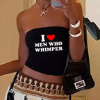 Damen Bandeau-Top mit auffälligem Statement-Aufdruck R&B