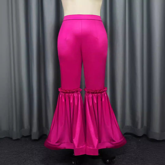 Damen elegante Palazzo-Hose mit Rüschendetails R&B