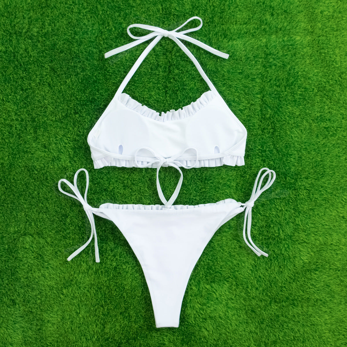 Damen Triangel-Bikini mit Rüschen und verstellbaren Trägern R&B
