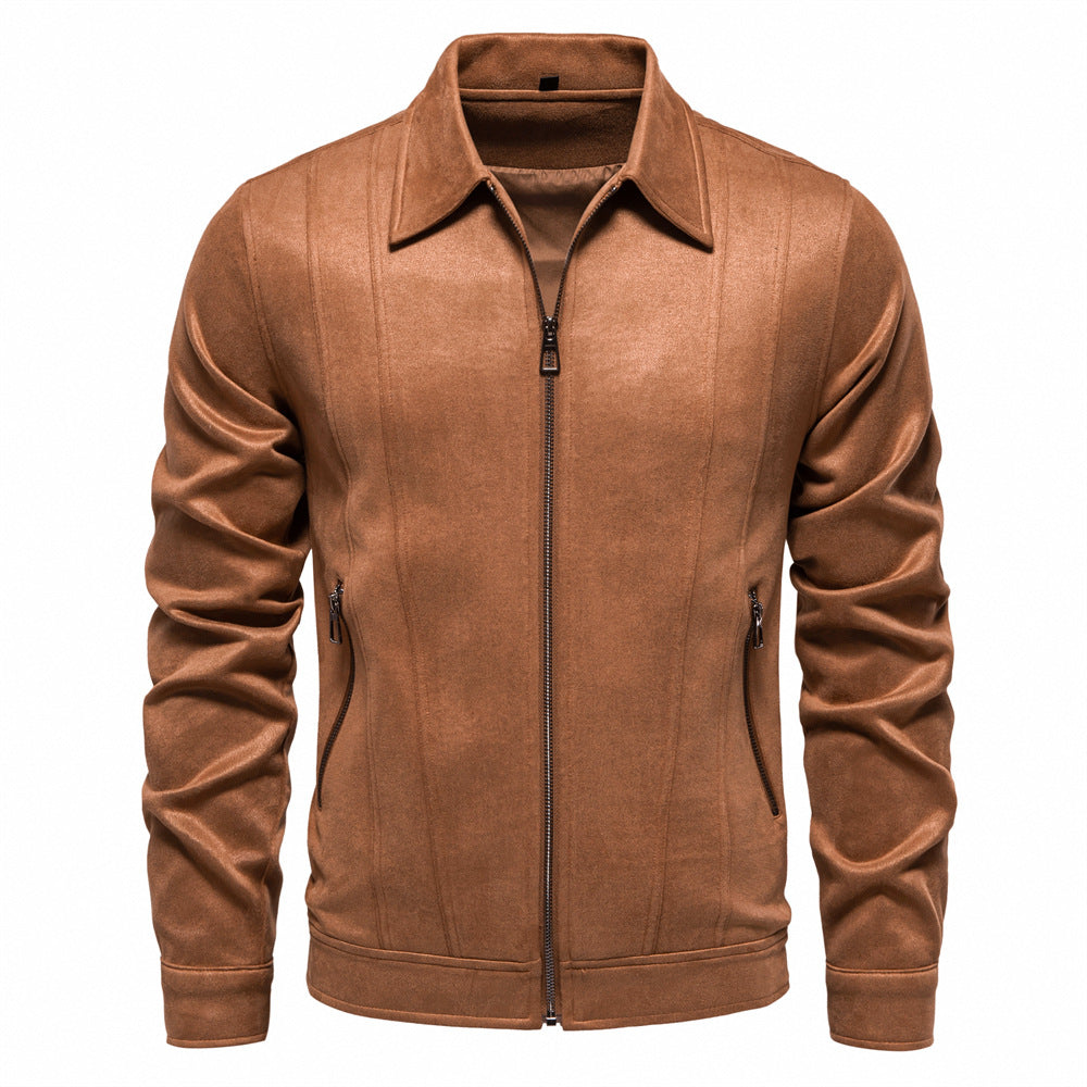 Herren Kunstlederjacke mit strukturiertem Design und seitlichen Reißverschlusstaschen