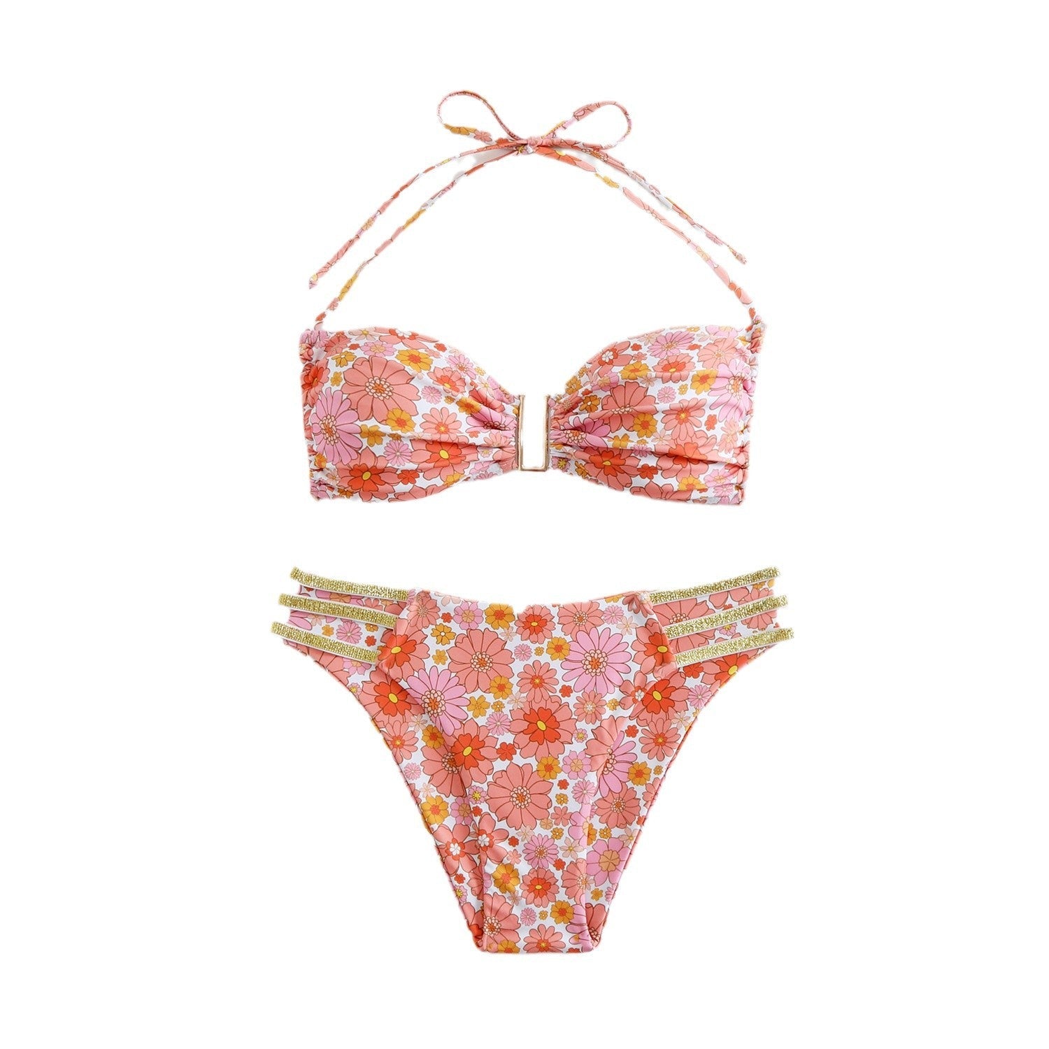Damen Bikini-Set mit modischen Rüschen und verstellbaren Trägern R&B