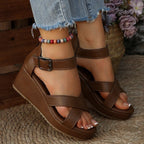 Damen Wedge-Sandalen mit verstellbaren Riemen und rutschfester Sohle R&B