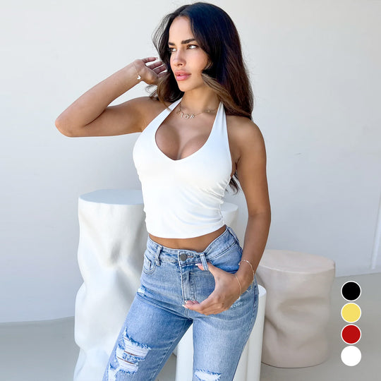 Damen einseitig über Kreuz geschnittenes Neckholder-Top R&B