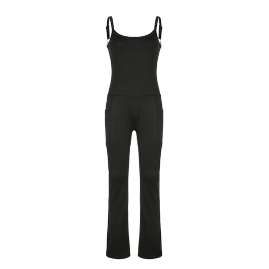 Damen Eleganter Jumpsuit mit trägerlosem Oberteil und praktischen Taschen R&B