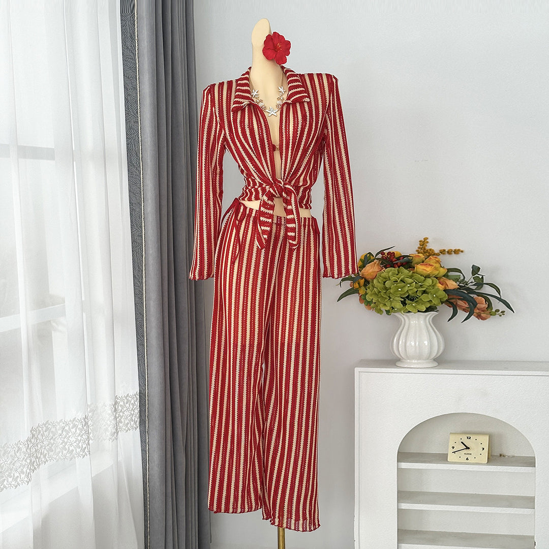 Damen Jumpsuit mit modischem Bindegürtel R&B