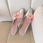 Damen Slingback Pumps mit floralen Akzenten