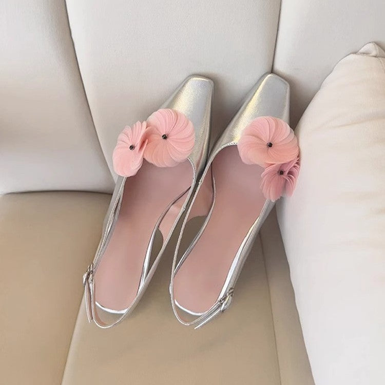 Damen Slingback Pumps mit floralen Akzenten