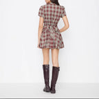 Damen Karo Kurzarmkleid R&B