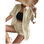 Damen Chice Loungewear-Kombination bestehend aus leichtem, atmungsaktivem Hemd und Shorts R&B