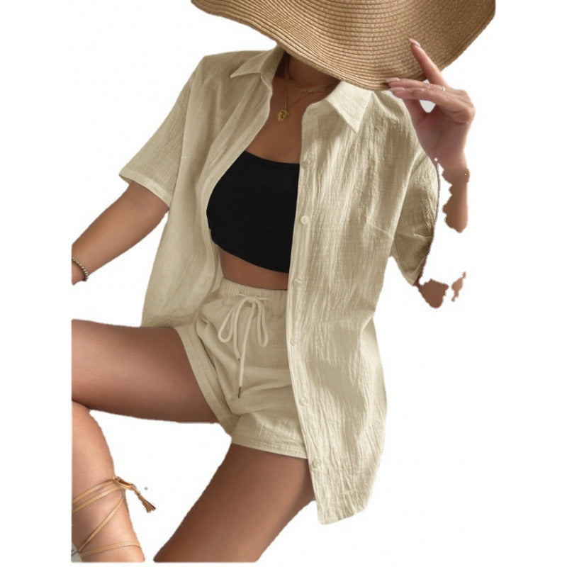 Damen Chice Loungewear-Kombination bestehend aus leichtem, atmungsaktivem Hemd und Shorts R&B