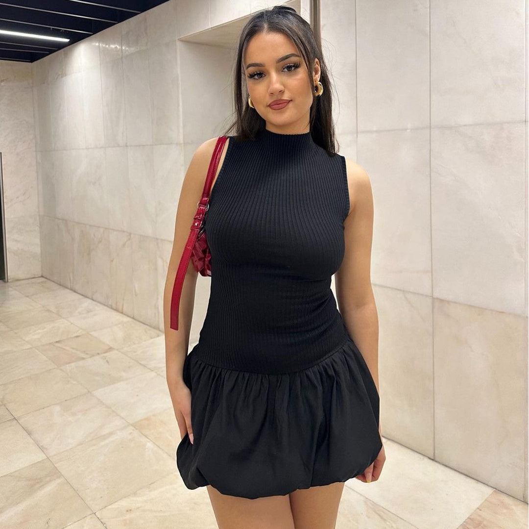 Damen Kurzärmliges Jumpsuit mit Crop-Top und Puffrock R&B