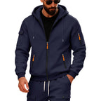 Herren Sportliche Zip-Hoodie mit Innovativen Reißverschlusstaschen R&B