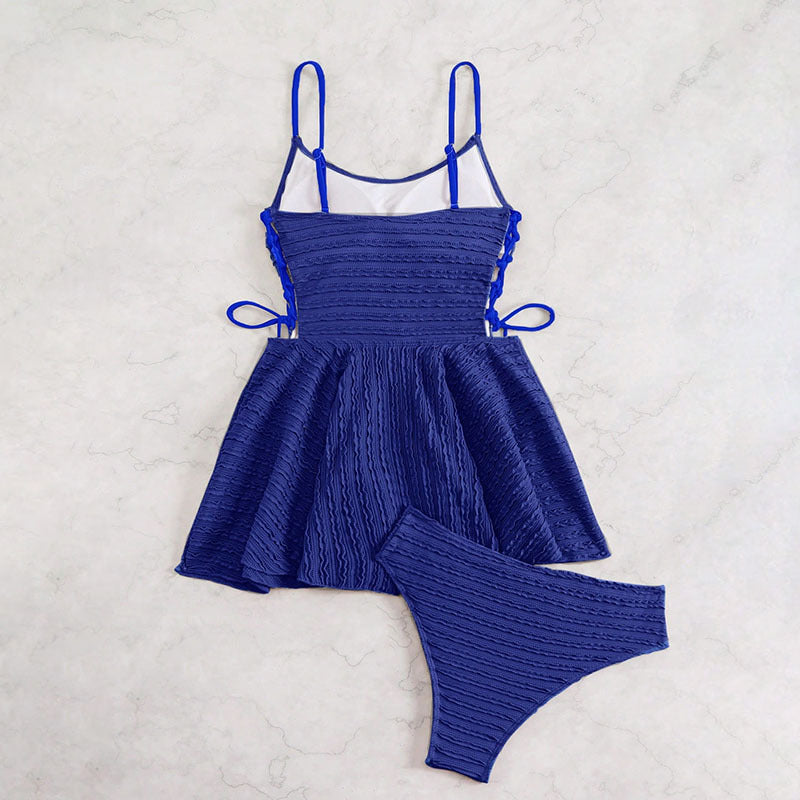 Damen Tankini-Set mit elastischer Raffung und verstellbaren Trägern R&B