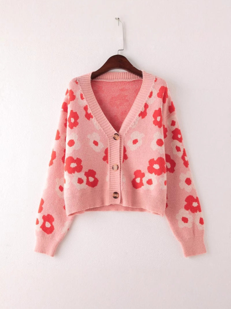 Damen cardigan mit floralem Muster und Knopfdetails R&B