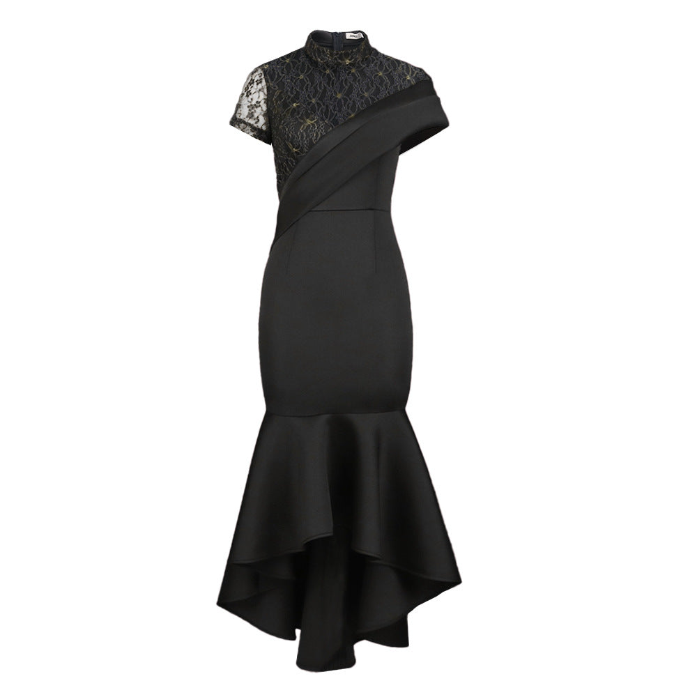 Damen Elegantes Abendkleid mit Spitze und asymmetrischem Saum R&B