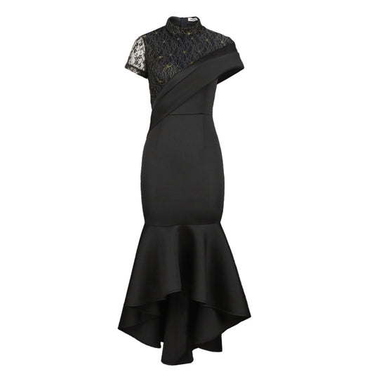Damen Elegantes Abendkleid mit Spitze und asymmetrischem Saum R&B