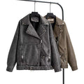 Damen Oversized Kunstlederjacke mit asymmetrischem Reißverschluss und praktischen Taschen R&B
