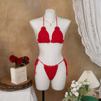 Damen Elegantes Häkel-Bikini-Set mit floralen Applikationen R&B