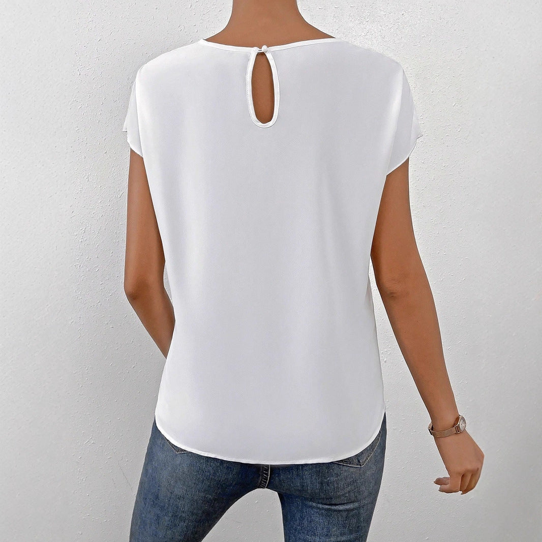 Damen Elegantes Kurzarm-Top mit modernem Schnitt und fließendem Stoff R&B