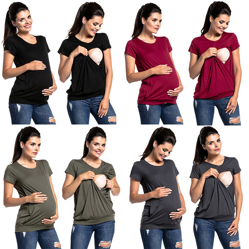 Damen Umstandsshirt mit praktischem Wickelschnitt R&B