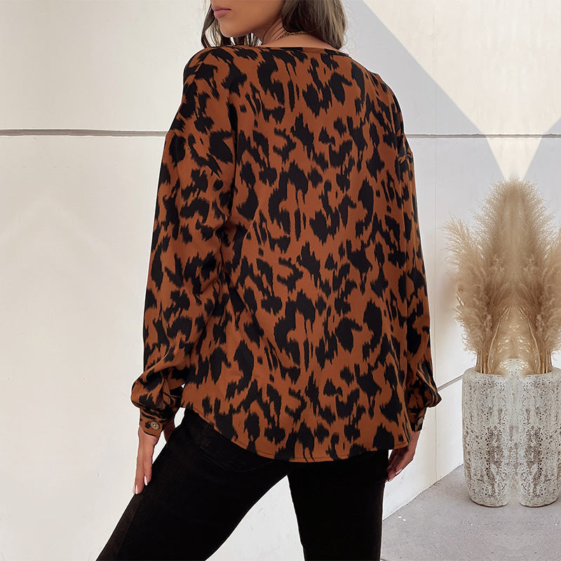 Damen Bluse mit elegantem Tiermuster und lässigem Schnitt R&B