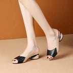 Damen Sling-Pumps mit modischem Blockabsatz und offenem Zehenbereich