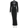 Damen Elegantes Maxikleid mit hochgeschlossenem Dekolleté und raffinierten Cut-Outs R&B